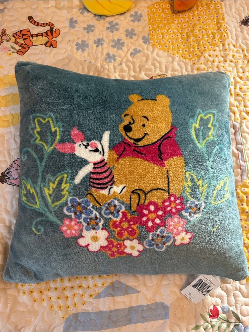 Vera Bradley Teal Plush Winnie the Pooh & Piglet Floral Pillow
